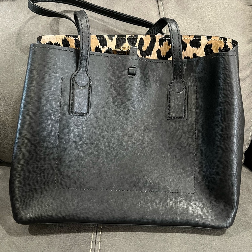 Kate Spade Black Satchel with Leopard Print Inside - Picture 3 of 9